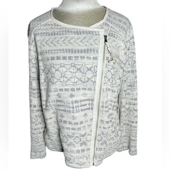 Cato Cream and Gray tweed biker Jacket 18W - Picture 1 of 8